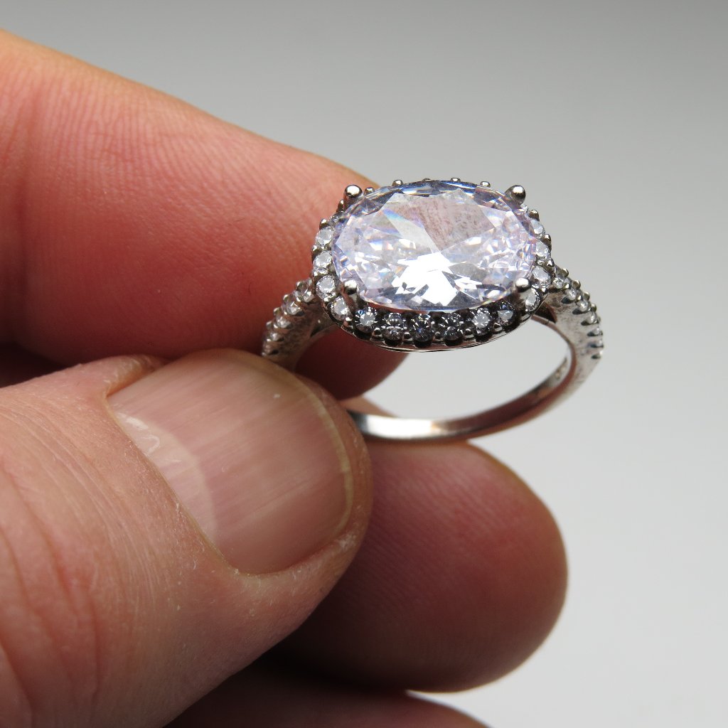 925 Sterling Silver Diamond Band Engagement Ring 119$